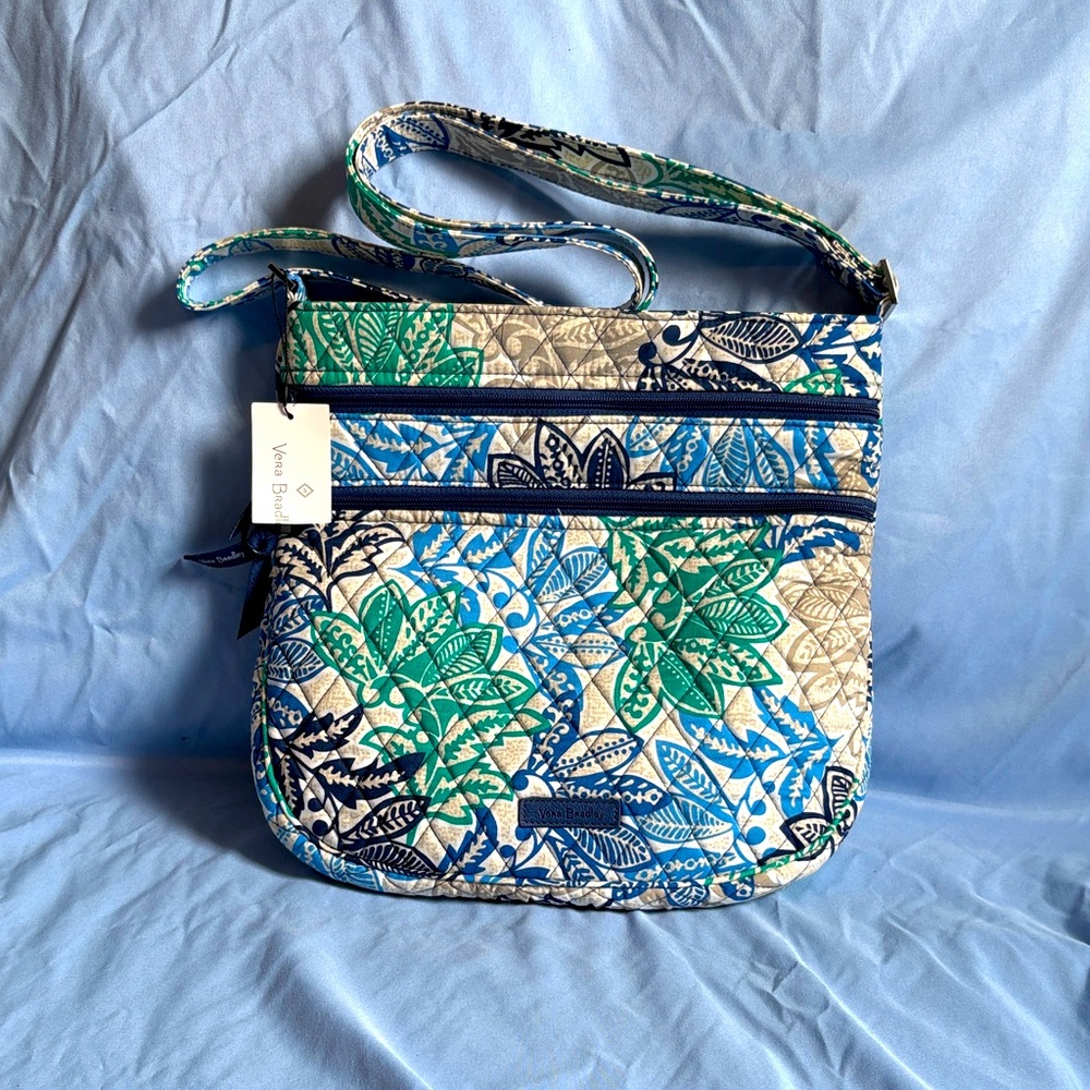 69. NWT Vera Bradley Santiago Pattern (retired) Blue & Green Floral Crossbody